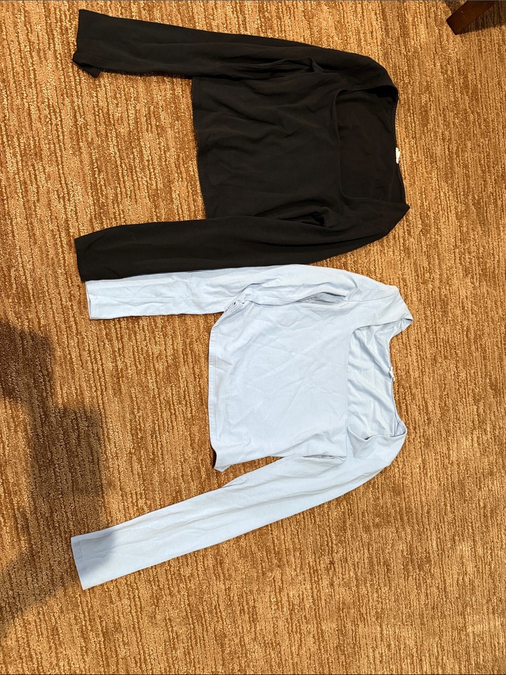 Black & Light Blue Long Sleeve Crop Tops - 2 Pack